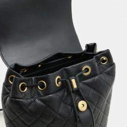 Chanel Black Caviar Skin Leather Cc Filigree Coco Mark Backpack
