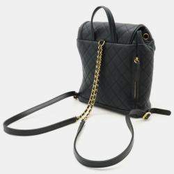 Chanel Black Caviar Skin Leather Cc Filigree Coco Mark Backpack
