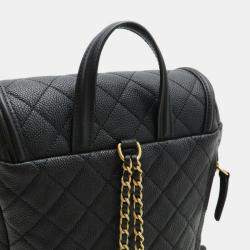 Chanel Black Caviar Skin Leather Cc Filigree Coco Mark Backpack