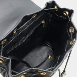 Chanel Black Caviar Skin Leather Cc Filigree Coco Mark Backpack
