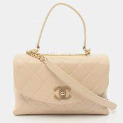 Chanel Beige Lambskin Matelasse Handbag