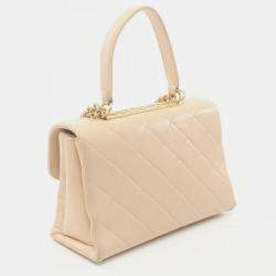 Chanel Beige Lambskin Matelasse Handbag