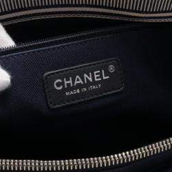 Chanel Navy White Brown Denim Leather Coco Mark Tote Bag