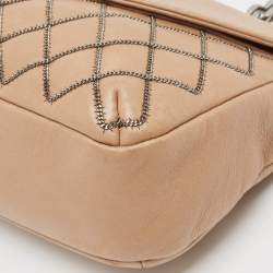 Pre Owned Chanel Beige Chain Stitch Lambskin Leather Shoulder Bag