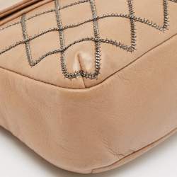 Pre Owned Chanel Beige Chain Stitch Lambskin Leather Shoulder Bag