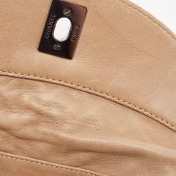 Pre Owned Chanel Beige Chain Stitch Lambskin Leather Shoulder Bag