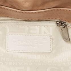 Pre Owned Chanel Beige Chain Stitch Lambskin Leather Shoulder Bag