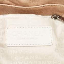 Pre Owned Chanel Beige Chain Stitch Lambskin Leather Shoulder Bag
