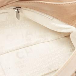 Pre Owned Chanel Beige Chain Stitch Lambskin Leather Shoulder Bag