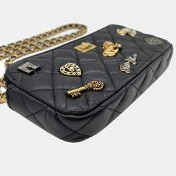 Chanel Chanel 2.55 Chain Wallet Matelasse Lucky Charm Heart Key Ribbon Arc De Triomphe Lion Lambskin Black