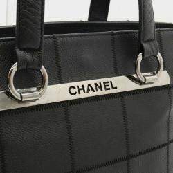 Pre Owned Chanel Black Leather Chocolate Bar Tote Bag