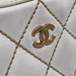 Chanel White Cc Mark Bag Vintage Mini Duffle Bag