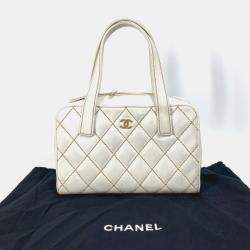 Chanel White Cc Mark Bag Vintage Mini Duffle Bag