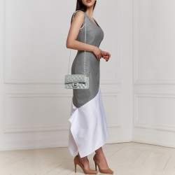 Pre Owned Chanel Grey Quilted Leather Small CC Flap Bag