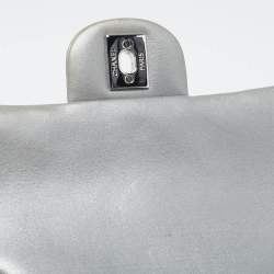 Pre Owned Chanel Grey Quilted Leather Small CC Flap Bag