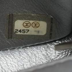 Pre Owned Chanel Grey Quilted Leather Small CC Flap Bag