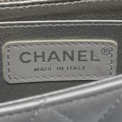 Pre Owned Chanel Grey Quilted Leather Small CC Flap Bag
