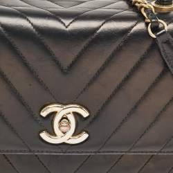 Chanel Black Chevron Leather Small Coco Top Handle Bag