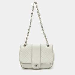Chanel White Quilted Leather Elementary Chic Flap Bag