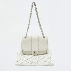 Chanel White Quilted Leather Elementary Chic Flap Bag