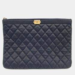 Pre Owned Chanel Caviar Boy New Medium Clutch