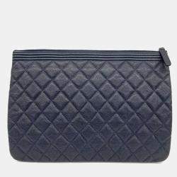 Pre Owned Chanel Caviar Boy New Medium Clutch