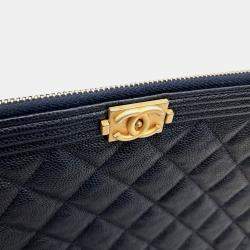 Pre Owned Chanel Caviar Boy New Medium Clutch