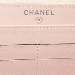Chanel Pink Caviar Leather CC Timeless Zip Around Wallet
