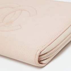 Chanel Pink Caviar Leather CC Timeless Zip Around Wallet