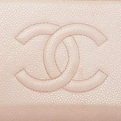 Chanel Pink Caviar Leather CC Timeless Zip Around Wallet