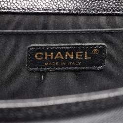 Pre Owned Chanel Black Quilted Caviar Leather Medium Boy Flap Bag