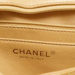 Pre Owned Chanel Gold Quilted Patent Leather Jumbo Classic Single Flap Bag