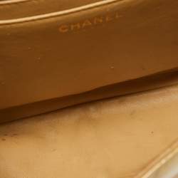 Pre Owned Chanel Gold Quilted Patent Leather Jumbo Classic Single Flap Bag