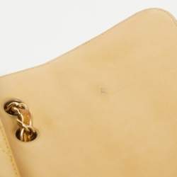 Pre Owned Chanel Gold Quilted Patent Leather Jumbo Classic Single Flap Bag