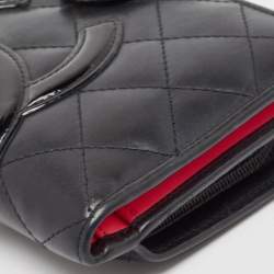 Chanel Black Quilted Leather CC Cambon Compact Wallet