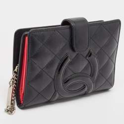 Chanel Black Quilted Leather CC Cambon Compact Wallet