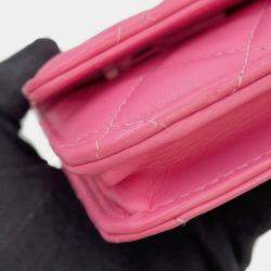 Chanel Pink Lambskin Chain wallet with coco ball