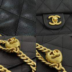 Pre Owned Chanel Caviar Skin Chain Shoulder Coco Mark Bag