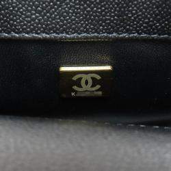 Pre Owned Chanel Caviar Skin Chain Shoulder Coco Mark Bag