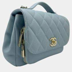 Pre Owned Chanel Blue Champagne Caviar Skin Matelasse Affinity Handbag