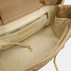 Pre Owned Chanel Beige Caviar Skin Leather 2.55 Chain Tote Bag