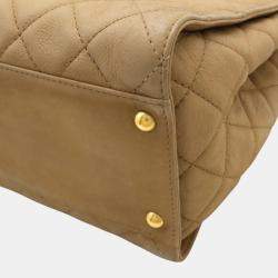 Pre Owned Chanel Beige Caviar Skin Leather 2.55 Chain Tote Bag