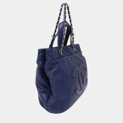 Chanel Navy Blue Leather Matelasse Handbag