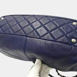 Chanel Navy Blue Leather Matelasse Handbag