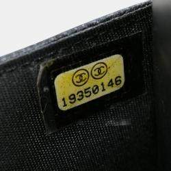 Chanel Black Coco Mark Caviar Skin Chain Wallet