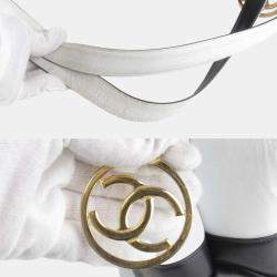 Pre Owned Chanel White Leather Bicolor Chain Shoulder Bag