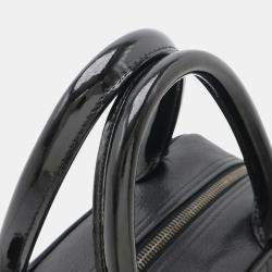 Chanel Black Patent Leather Matelasse Boston Bag