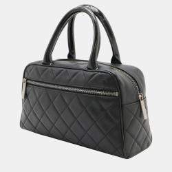 Chanel Black Patent Leather Matelasse Boston Bag