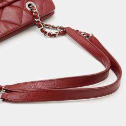 Chanel Red Leather Matelasse Caviar Skin Coco Mark Chain Tote Bag