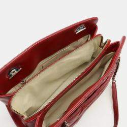 Chanel Red Leather Matelasse Caviar Skin Coco Mark Chain Tote Bag